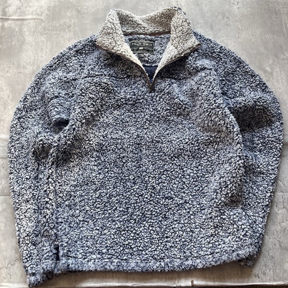 True Grit Jackets & Blazers - True Grit Pullover Sherpa 1/4 Zip Gray Fleece Jacket Cozy Soft Fuzzy Womens Xs